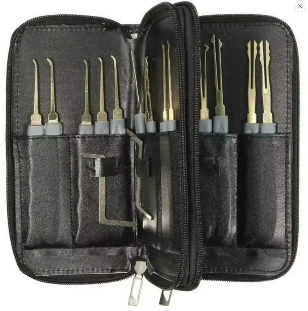 Titanium-Plated 24-Piece Lock Pick And Extractor Set for Car Locks Ideal for Beginners And Professionals