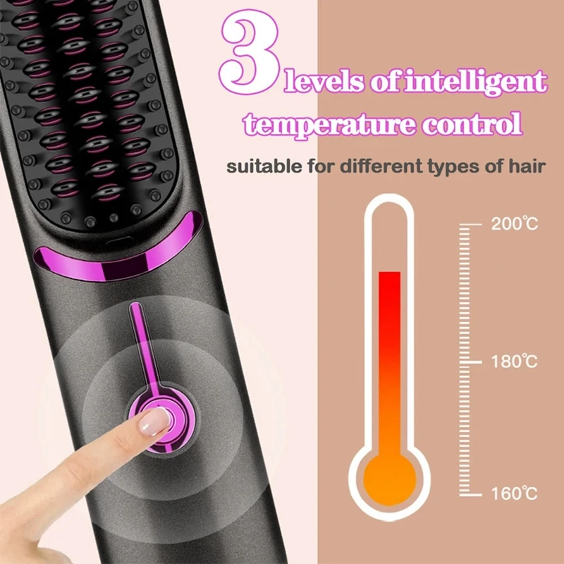 Fast Heated Straightener Brush Third Gear Adjustable Hair Curler Portable Heating Comb