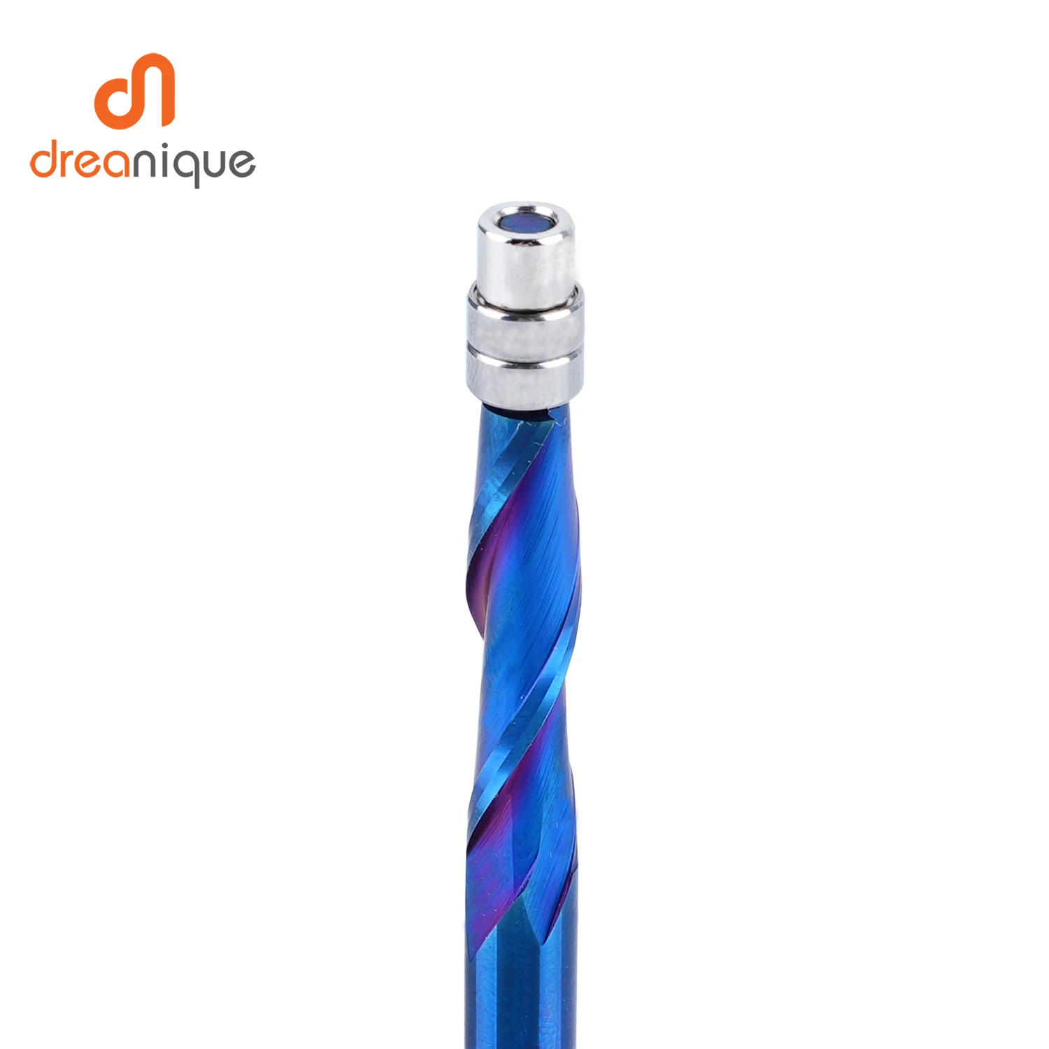 Dreanique 1pc Solid Carbide Bearing Guided 2 Flutes Flush Trim Router Bits 1/4 Shank Nano Coated for Woodworking Up Cut End Mill