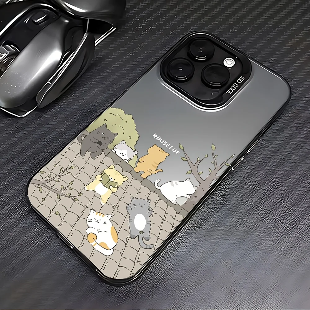 

Cute cat pattern phone case for iPhone 16 15 14 13 12 11 Pro/ Max/Plus shock-proof rear cover anti-fingerprint