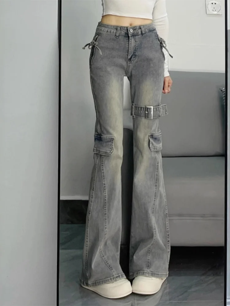 Jeans a gamba larga americani taglie forti Pantaloni in denim da lavoro dritti slim a vita alta larghi primavera autunno da donna