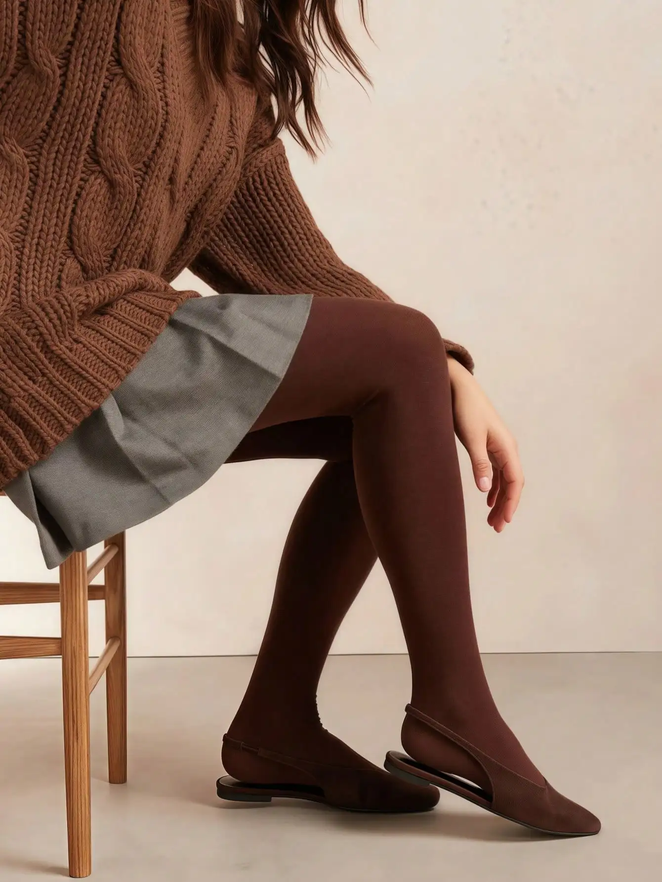 Women's Brown Velvet Tights, Ultra-Soft Opaque Pantyhose, High Waist Stretchy Nylon Stockings, Body Shaping Leggings Hosiery for