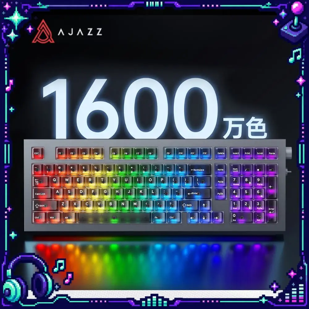 AJAZZ SK98 Mechanical Keyboard 3 Mode Wireless CNC Aluminum Case RGB Backlight 98Keys 8000mAh Long Battery Life Gaming Keyboard