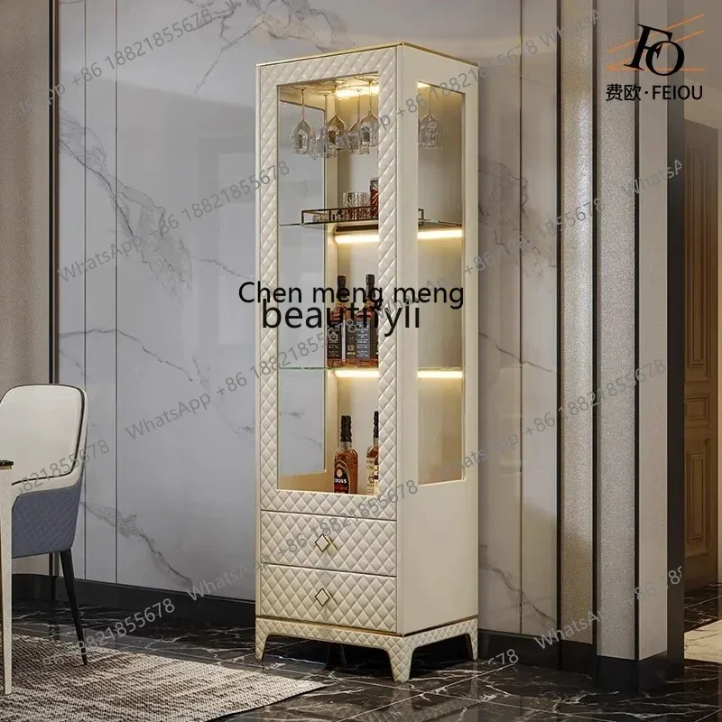 

A R Light luxury glass wine cabinet against the wall Customized locker Living room Post-modern high-end Italian bookshelf R