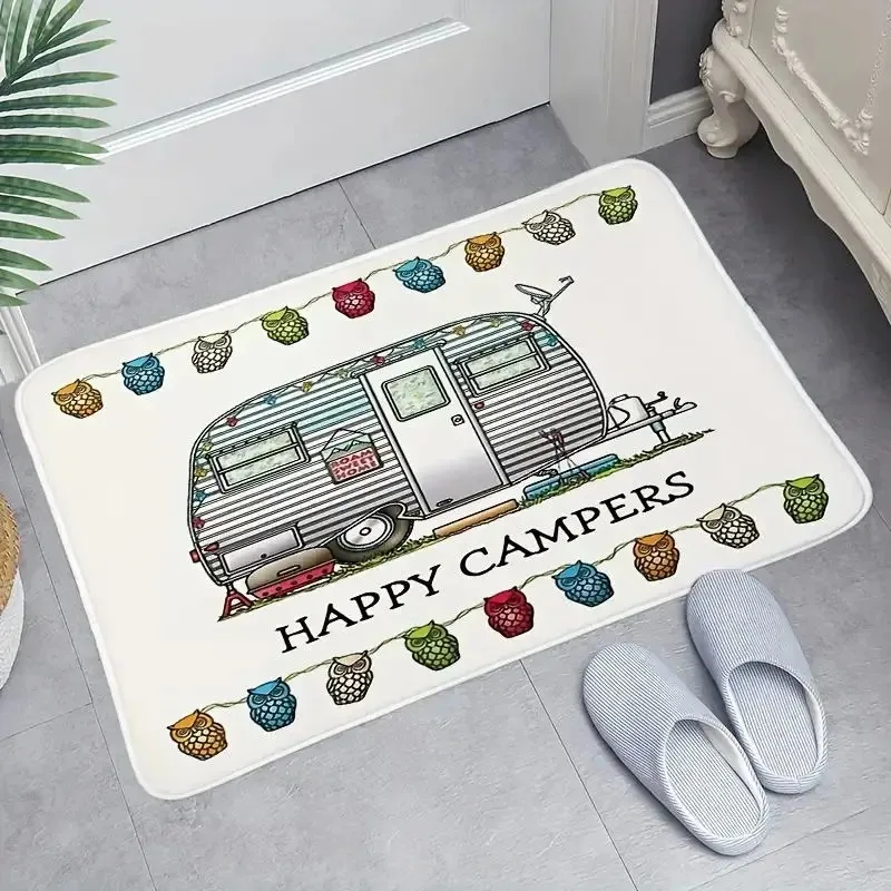 

Happy Campers Kitchen Mat Living Room Carpet Non-Slip Floor Mat Laundry Room Bath Mat Decor Bedroom Balcony Rugs Hallway Doormat