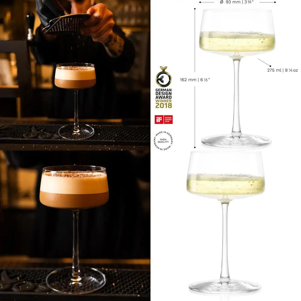 

Набор из 6 хрустальных бокалов для шампанского - объем 9 1/4 унций - идеально подходят для игристых вин и процекко - премиальные бокалы, пригодные для мытья в посудомоечной машине