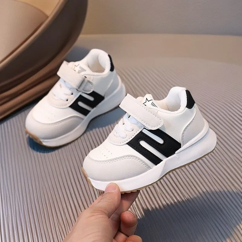 Four Seasons Children's Sneakers Brown Leather Fashion Lightweight Boys Girls Board Shoes 2-6 Years Old Kid Baby Casual Shoes