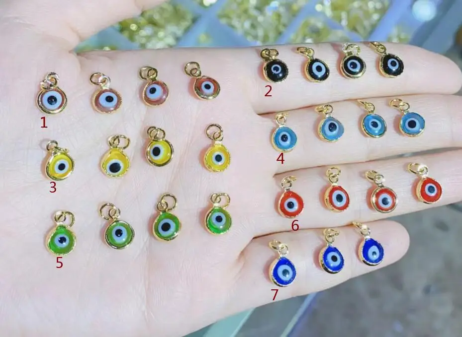 5pcs/lot Colorful Crystal Eyes Beads pendant Enamel Charms DIY Bracelet For Jewelry Making bracelet necklace Accessories fd4d