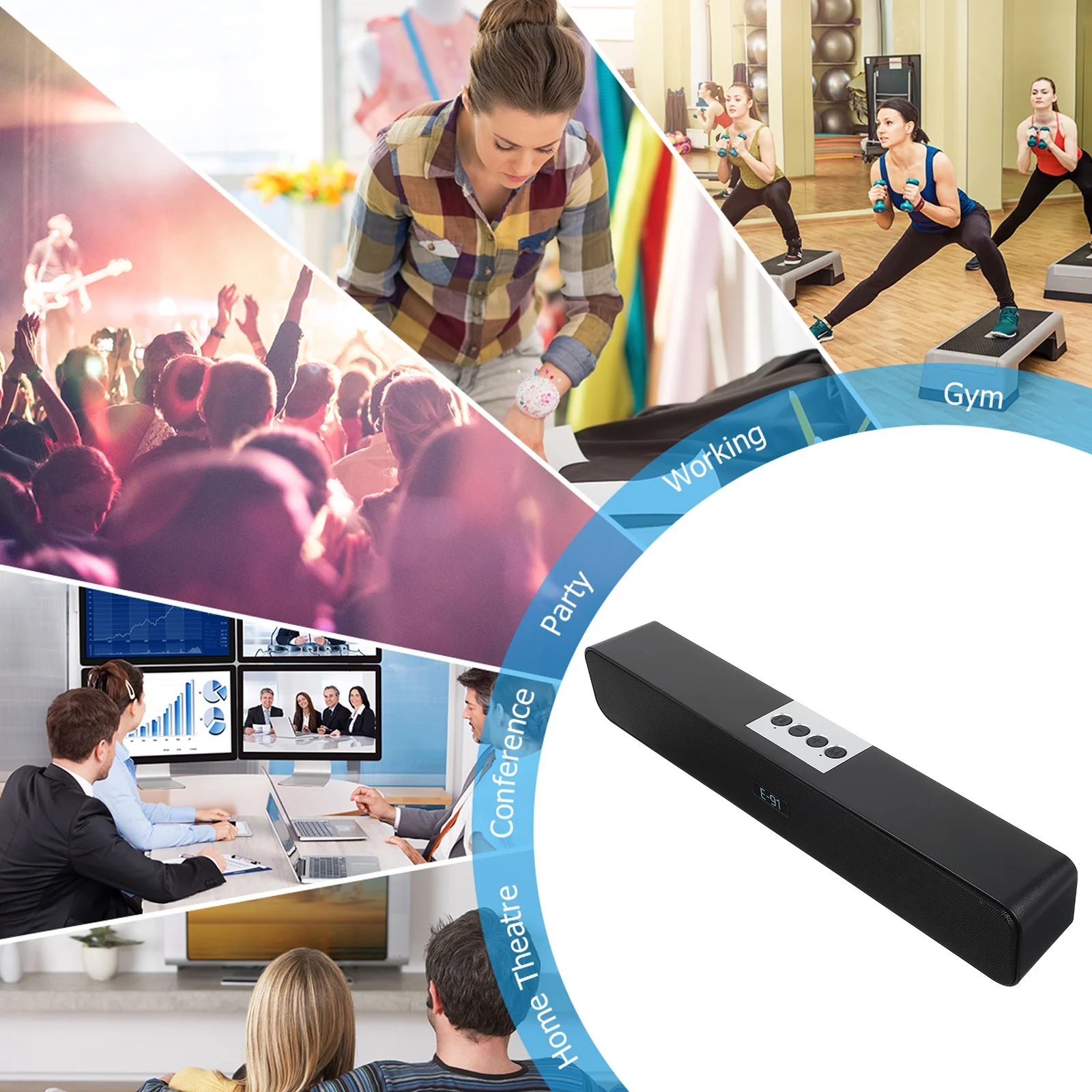 

10W Speaker Wireless 5.0 Dual Connection Aux Fm Usb Memory Card Built-In Anti-Magnetic Stereo Soundbox For