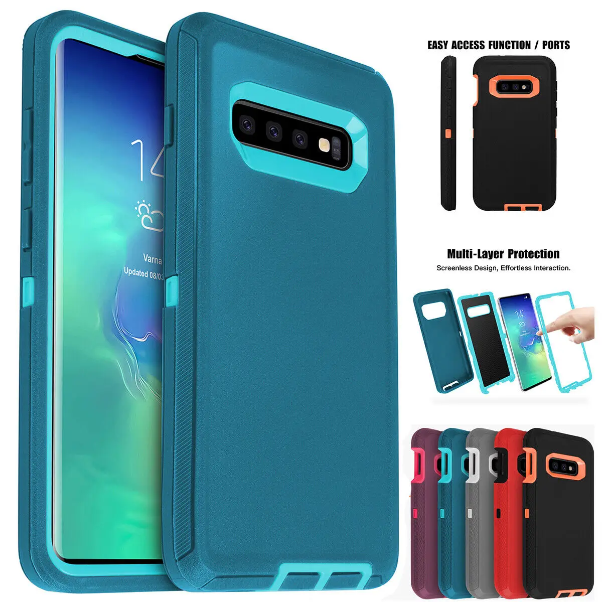 Multi-Layer Heavy Duty Shockproof Armor Case for Samsung Galaxy S10/S10+/S10e, Full-Body Anti-Fall Anti-Scratch Protective Cover
