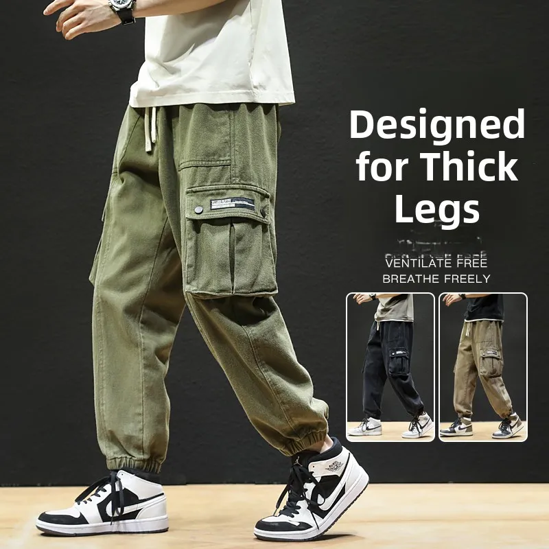

American Sle Casual Cotton Work Pants Men's Spring Autumn Loose Large Size Pure Cotton Multi ket Sports Leisure Trousers