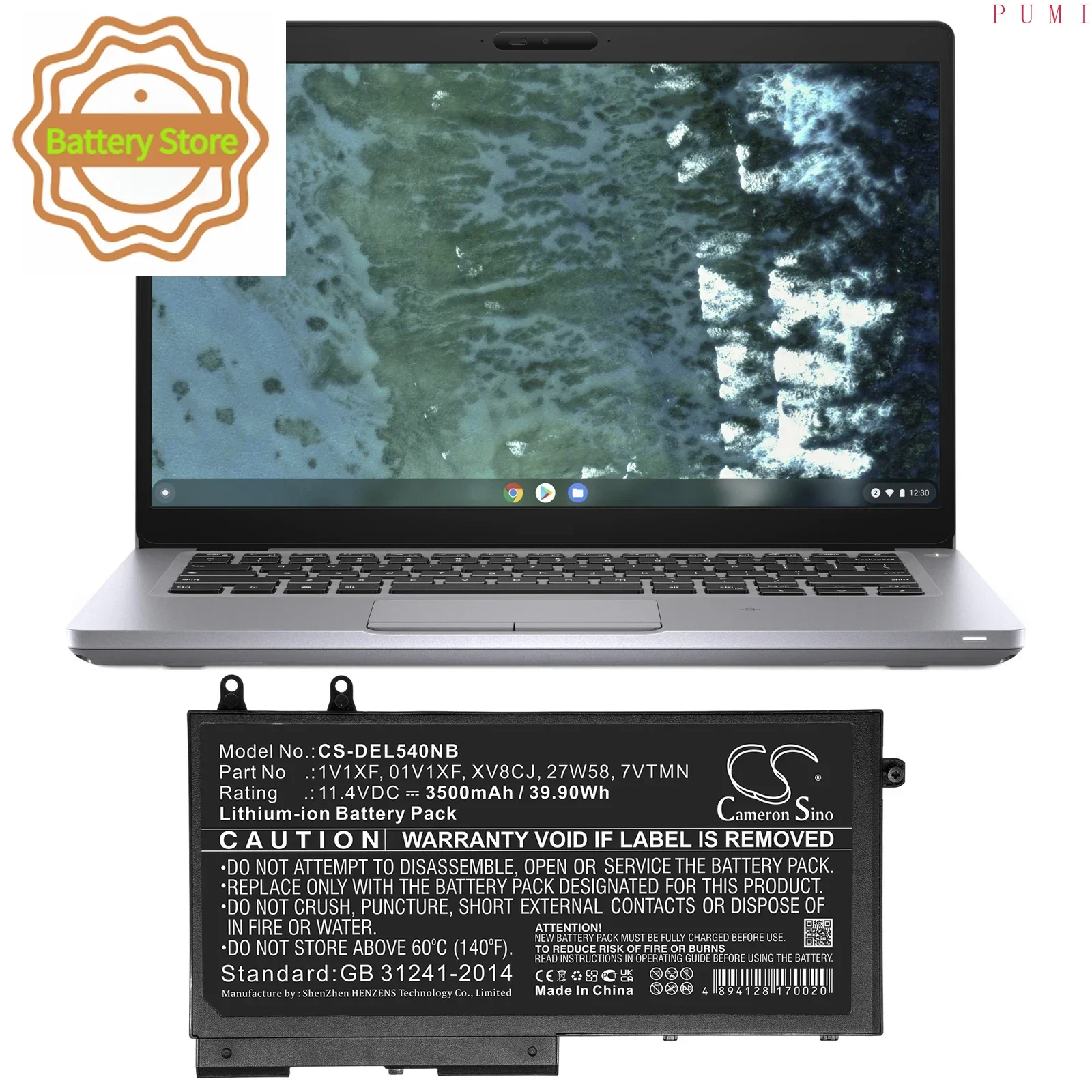 CS Replacement Battery for Dell Latitude 5400 Chromebook,Inspiron 7591 2-in-1,Latitude 5500,Latitud PN:XV8CJ 3500mAh / 39.9Wh