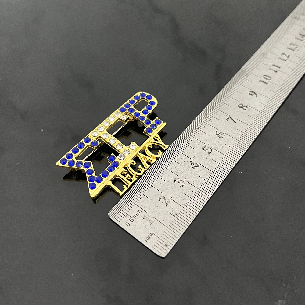Custom Sorority Letter Sigma Gamma Rho Legacy Blue White Rhinestone Pearl Dress Decoration Buckle Badge Jewelry