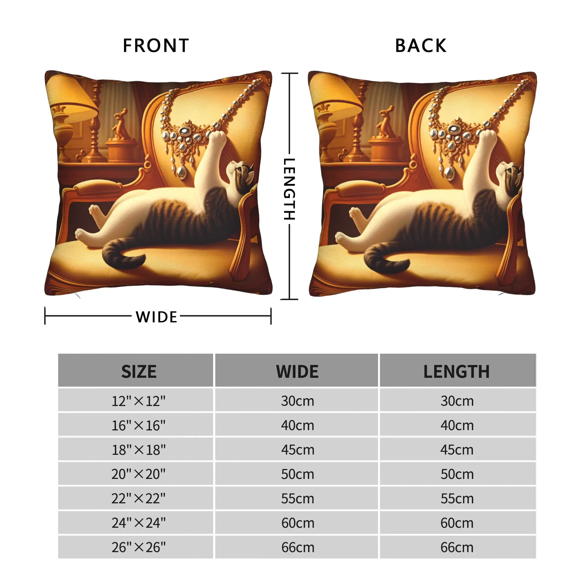 Playful Cat with Rococo Necklace Poster Pillow Case  Fashion Pillow Cover Comfy Pillowcases For Sofa Couch Bed Living Room