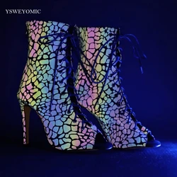 2023 Luminous Material Sparkly Dance Shoes Woman Ballroom Latino Dance Boots Girls Soft Salsa Bachata Latin Women Dance Heels