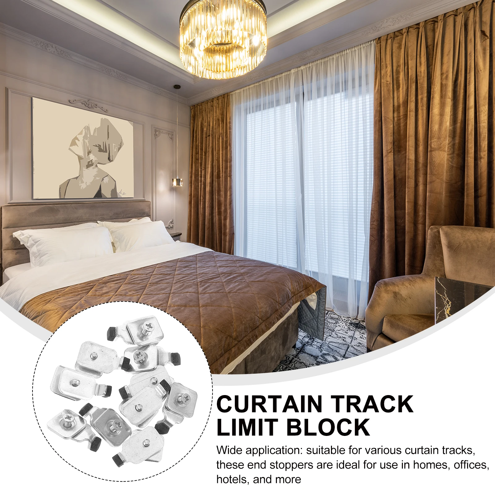 

10pcs Curtain Track End Stopper Plug Accessories Indoor Iron Material Easy Install Multifunctional Use Home Office Hotel Decor