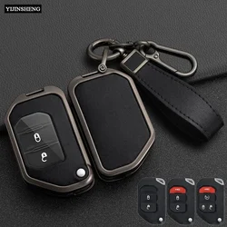 Zinc Alloy Leather Car Key Case Cover For Jeep Gladiator JT Sahara JLU Wrangler JL Rubicon 2018 2019 2 3 4 Button Flip Remote