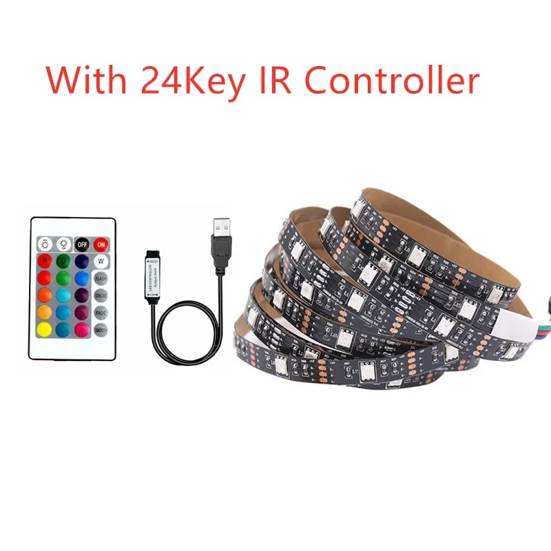 USB LED Strip Light 5V RGB Waterproof Black PCB 5050 0.5m 1m 2m 3m 4m 5m Led Strip Light Tape PC TV Backlight Remote Controller image 3