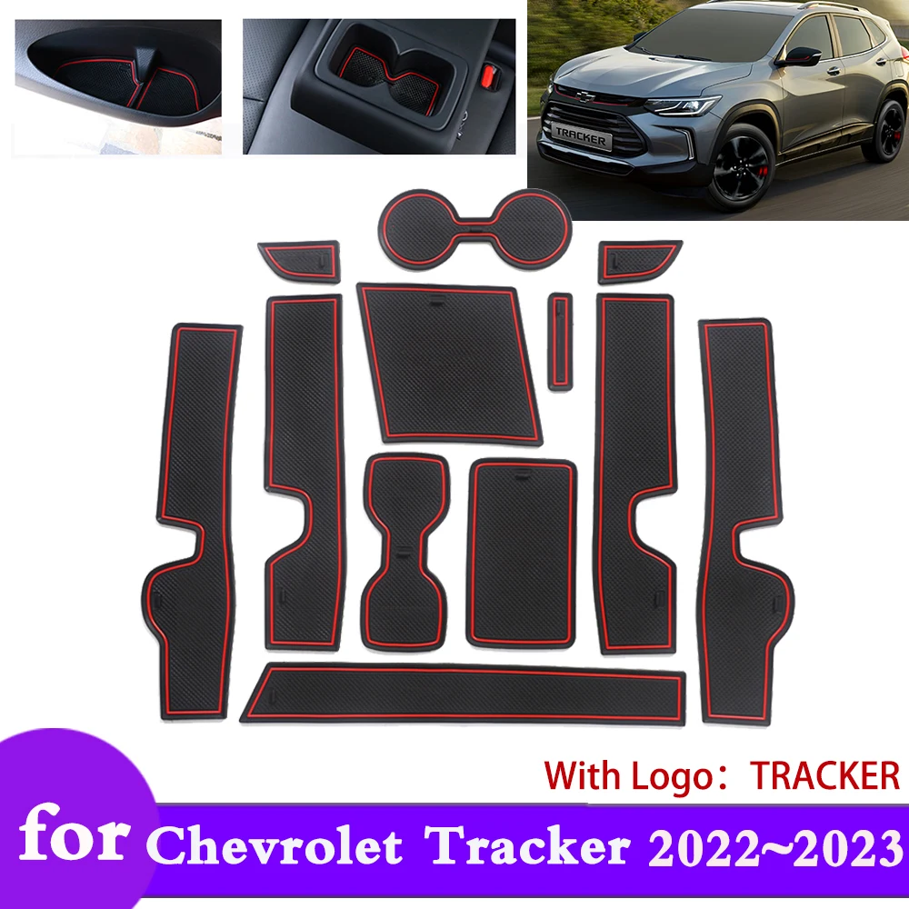 Anti-slip Rubber Mat Groove Cup Pad for Chevrolet Tracker 2022 2023 Gate Slot Coasters Car Styling Stickers Accessories Gadget