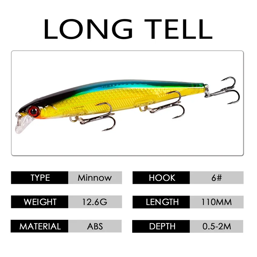 1PCS Swimbaits Bass Big Fish Crankbaits Fishing Lure 110mm 12g Tonące pływające woblery na szczupaka Minnow Lure Fishing Tackle — zdjęcie 3