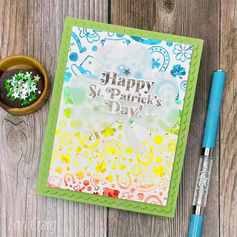 Metal Cutting Dies Stamps Irish Blessing Luck Background Shamrock DIY Scrapbook Diary Decoration Paper Craft Embossing Template