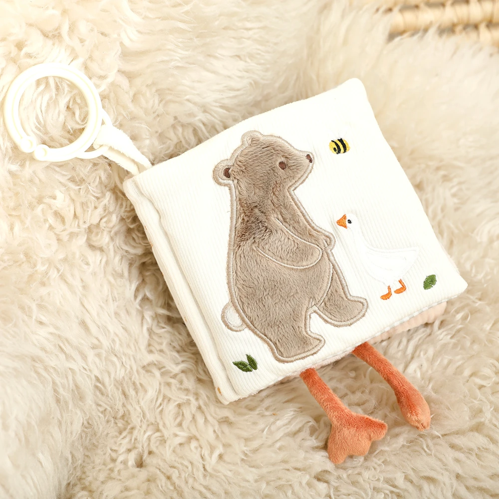 Baby-Sensorik-Spielzeug, beruhigendes, weiches Plüsch-Stoffbuch, Rassel, Beißring, 0-12 Monate, fördert die taktile und motorische Entwicklung, frühpädagogisches Spielzeug für die frühe Kindheit. – Detail 11