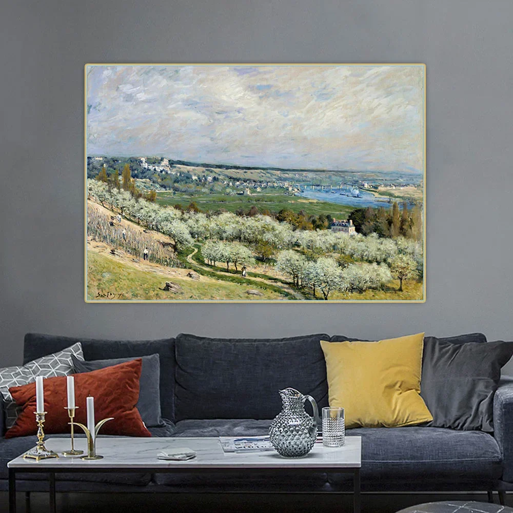 La terraza en San Germain, primavera de Alfred Sisley lienzo pintura al óleo imagen estética decoración colgante de pared decoración del hogar