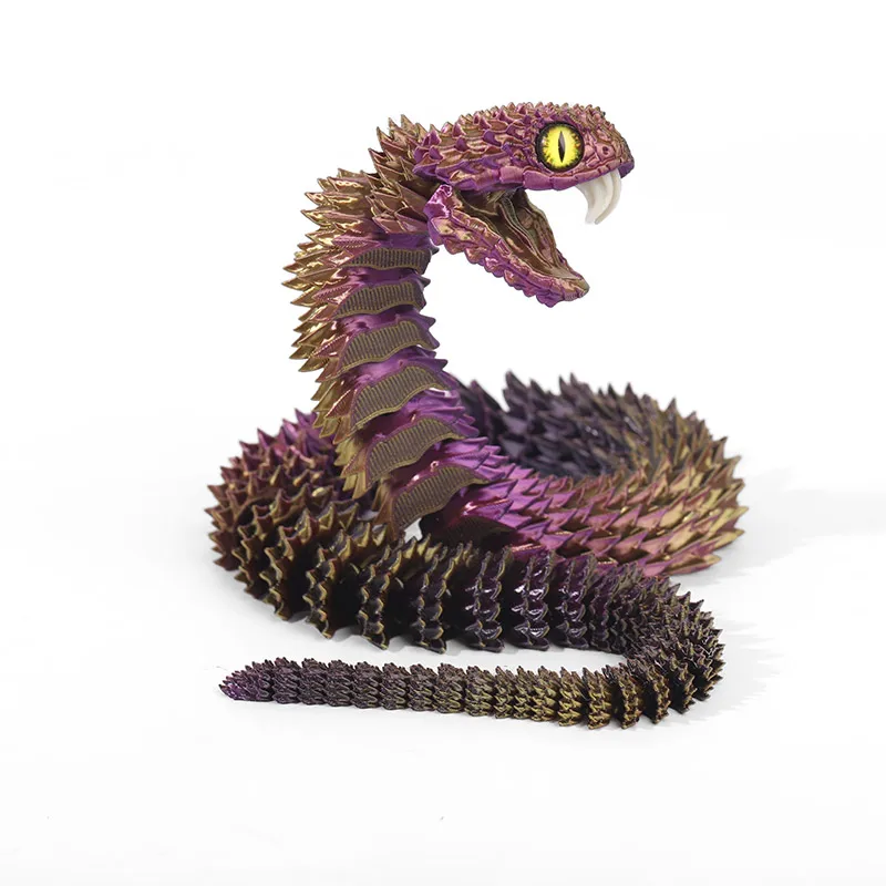 3D-geprinte dieren-slang Viper-model, gelede flexibele scherpe tanden slangen creatieve grappige ornamenten huishoudelijke decor kindercadeau