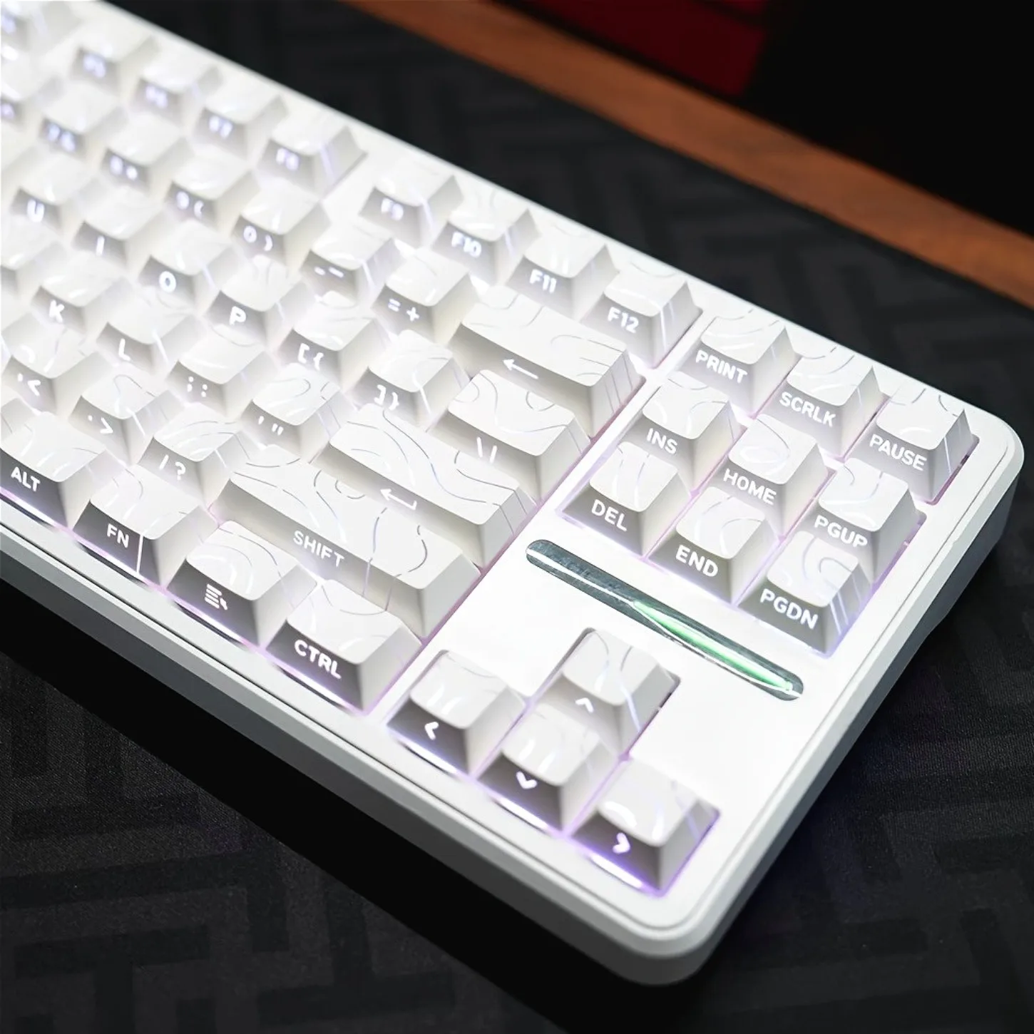 White Side Print Contour Keycaps Cherry Profile PBT 97 Keys Shine Through Keycap Set for 61/65/68/75/81/87 Mechanical Keyboard