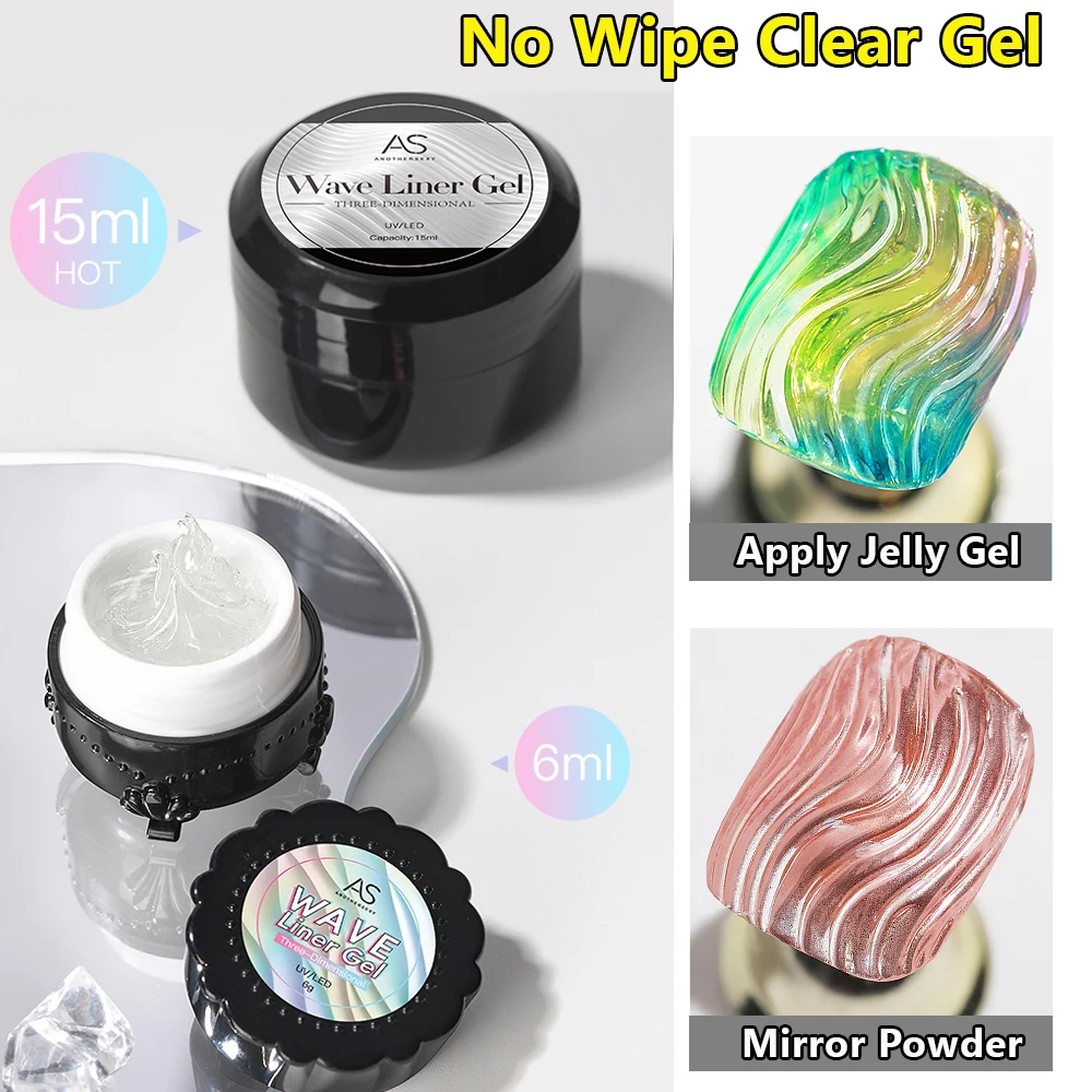 AS 15ml 3D Clear Nail Gel and Nail Art Mirror Powder Create Metallic Three-Dimensional Nail Art 3D Painting Gel