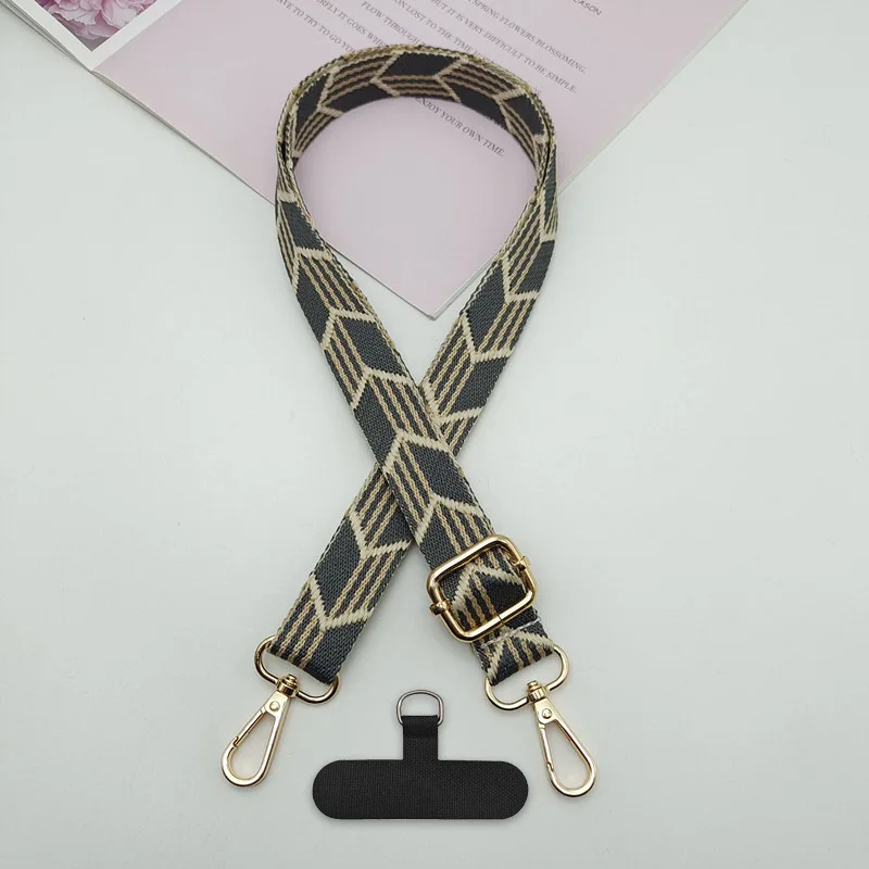 New Color Rhombus Mobile Phone Lanyard Adjustable Arrow Width Narrow Band Bag Pendant Anti-lost Bag Parts Accessories