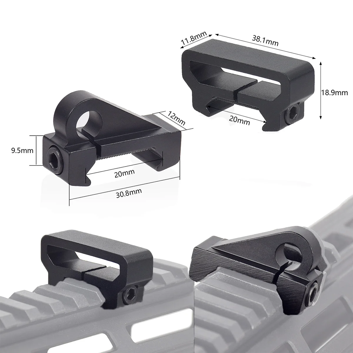 

Tactical Mount Connector 20mm Weaver Picatinny Rail Mount Adapter Scope Rifle Sling Attachment Pistol Gun Huning Accessories