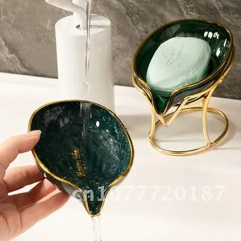 Innovative Soap Holder Tray Leaf Shape Sponge Storage Plate Dish Drain Soap Box Non-slip Leaf Soap Rack Kitchen Bathroom Access