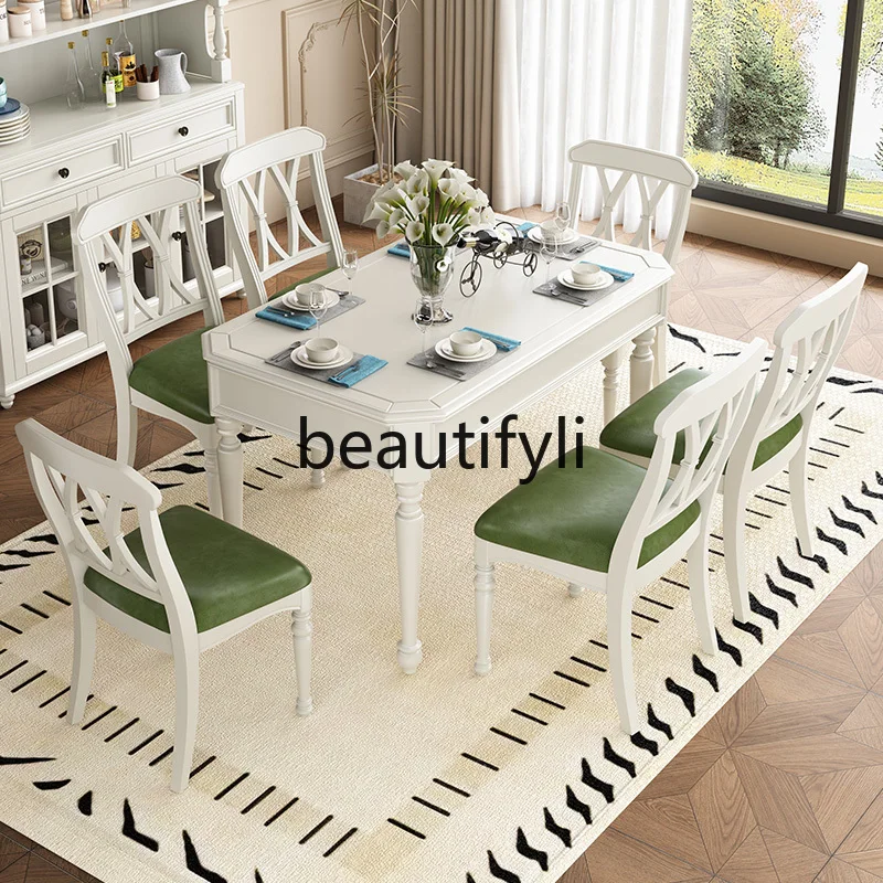 American all solid wood dining table and chair combination ash wood home dining table restaurant rectangle