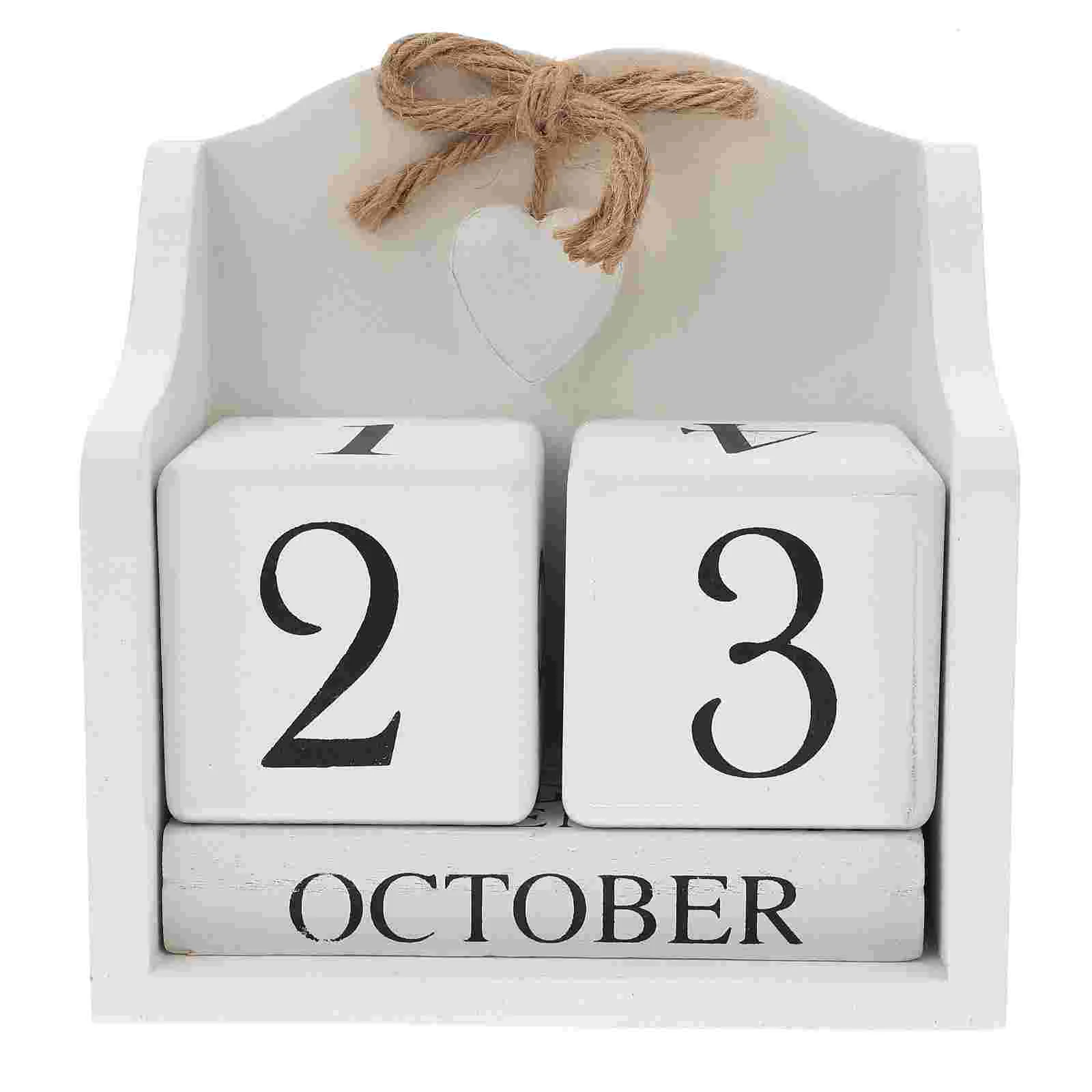 

Home Decor Calendar Photography Prop European Style Perpetual Wooden Adornment White Child