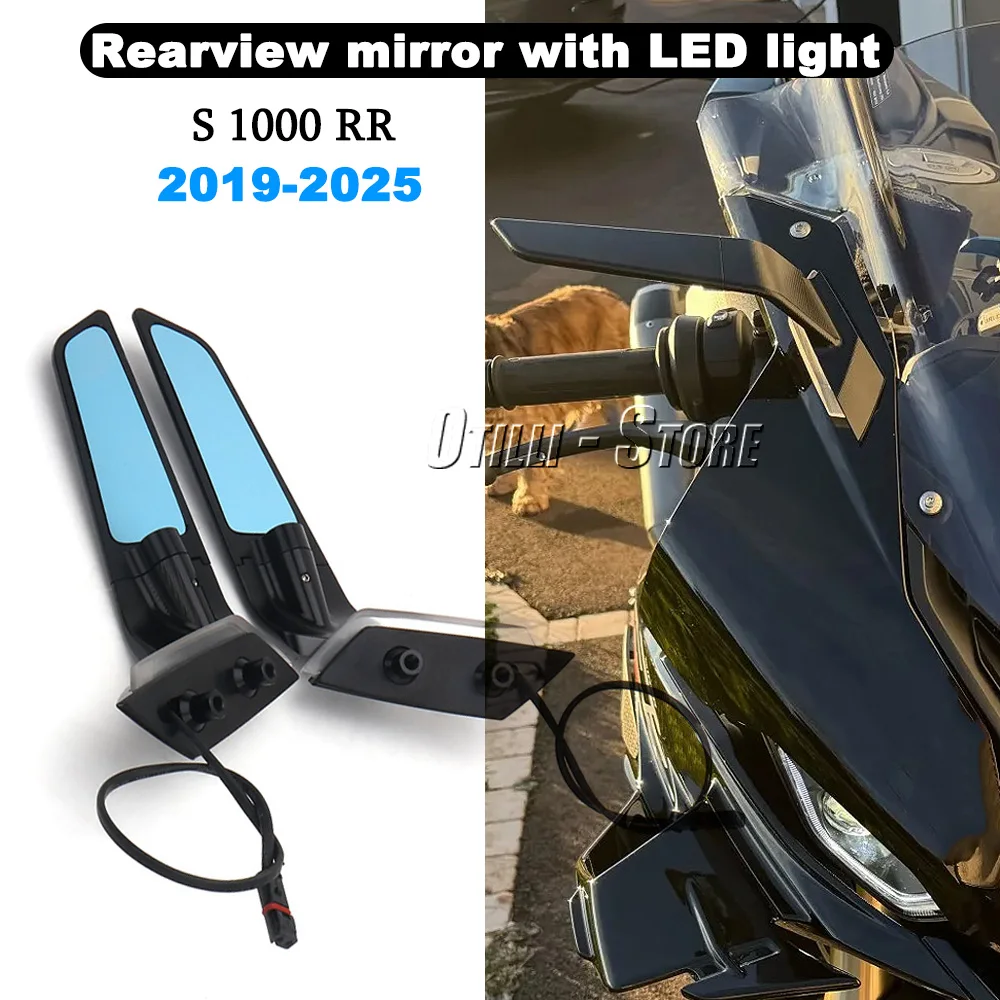 

Motorcycle Parts Rotating Adjustable Rearview Rear View Side Mirrors With LED Turn Signal Light For BMW S1000RR s1000rr2019-2024