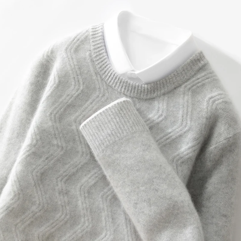 

Basic Fashion 100% Merino Wool O-Neck Sweater Solid Color Long Sleeves Loose Pullover Cashmere Soft Comfortable Clothing Top