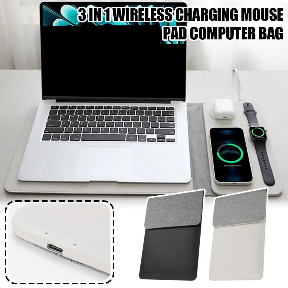 

5-in-1 Wireless Charging Laptop Sleeve For IPad 12/13/14 In Protective Case Mouse Pad For Laptops Stylish and Convenient Bag