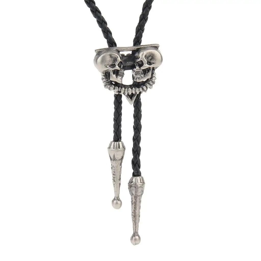 

Alloy Skull Bolo Tie Indian Dance - Copper, as described