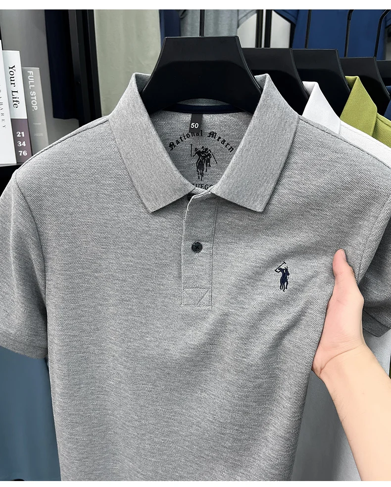 High-End 100% Baumwolle Kurzarm Polo Shirt Sommer Mode Luxus Marke Pony Stickerei T-Shirt Business Freizeit Golf Herrenkleidung – Detail 40