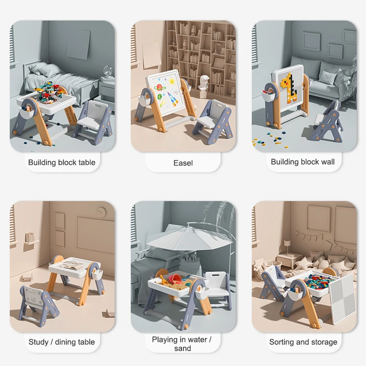 2025 non-disassembly magnetic drawing board living room baby chair and building block table set drawing toy board tool set view 4