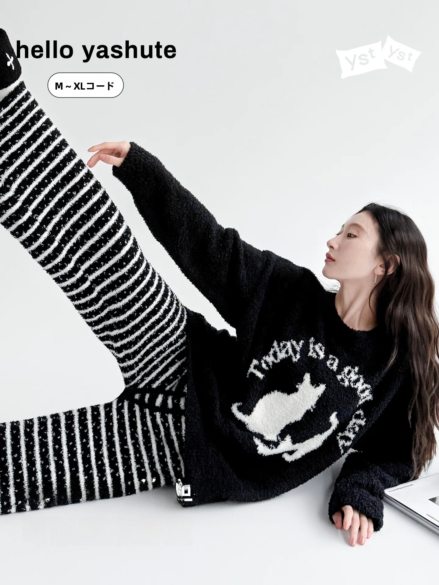 helloyaute-pyjama-d'hiver-en-velours-pour-femme-vetement-de-maison-en-velours-dessin-anime-paresseux-mignon-long-sl