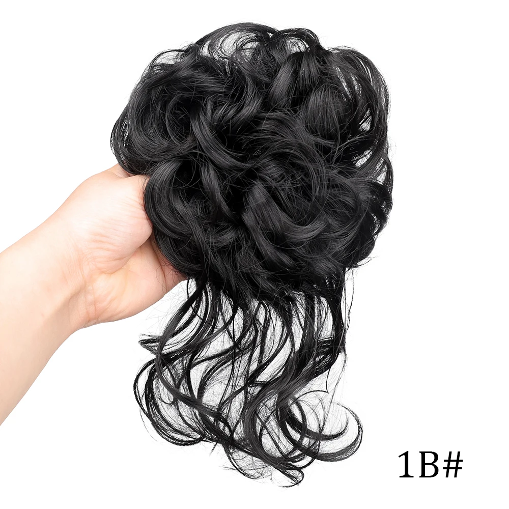 Synthetic Messy Hair Bun Chignon Scrunchies Fake Hair Band Braid Elastic Hairpiece Tail For Women Synthetic Wrap Curly Ponytail