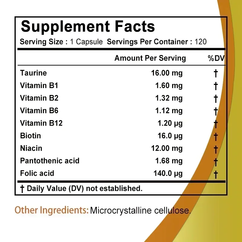 Vitamin B Capsules - B-complex Vitamin Supplement To Support Energy Metabolism, Nervous System Support, Brain, Heart HealthSuppl