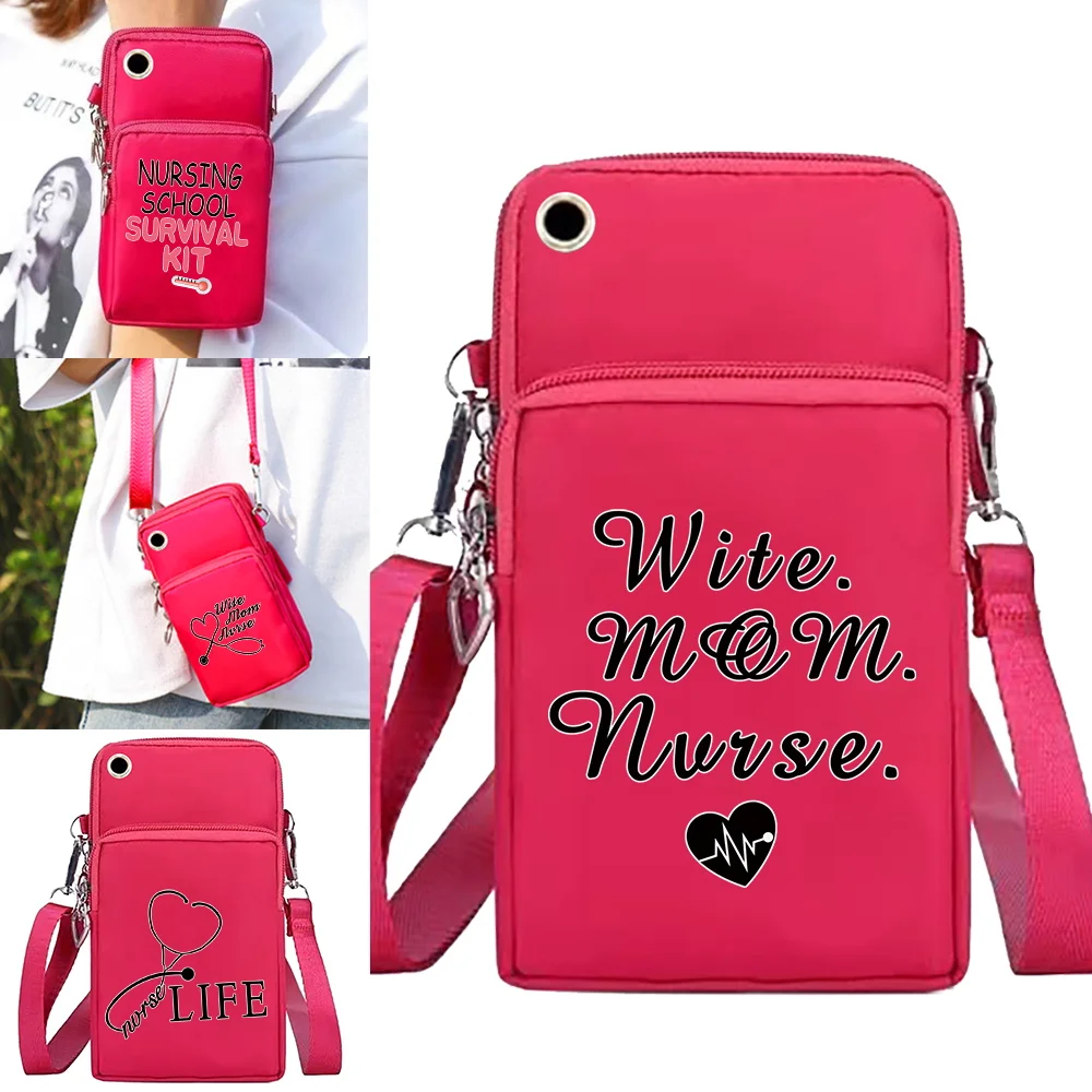 

Mobile Phone Bag for Iphone/huawei/xiaomi/samsung Universal Crossbody Bags Wrist Pack Arm Bags with Headset Hole Nurse Pattern
