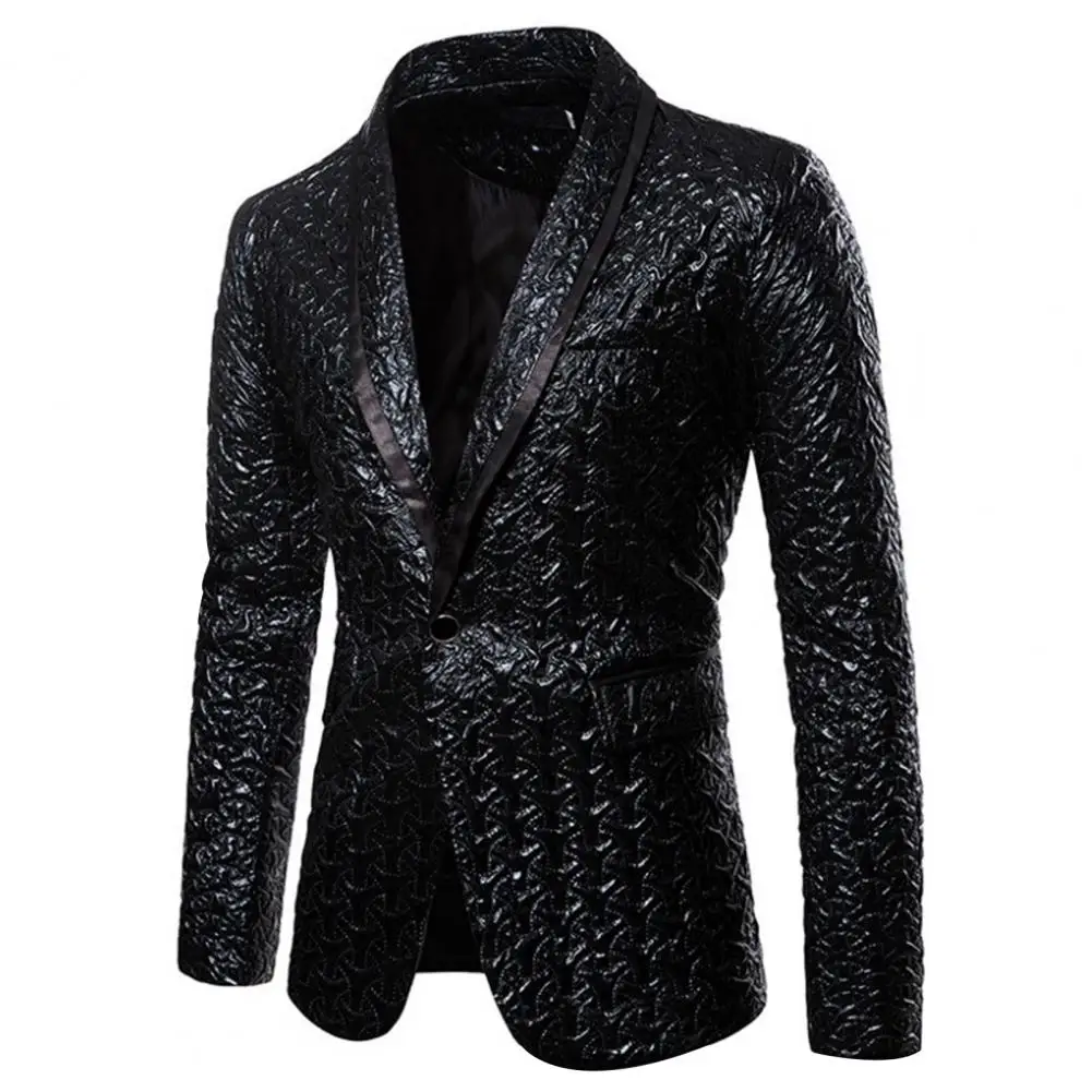 2023 Luxury Men Blazer Jacquard Single Button Pockets Lapel Suit Coat Wedding Blazer Men Nightclub Prom Suit Blazer Men Costume