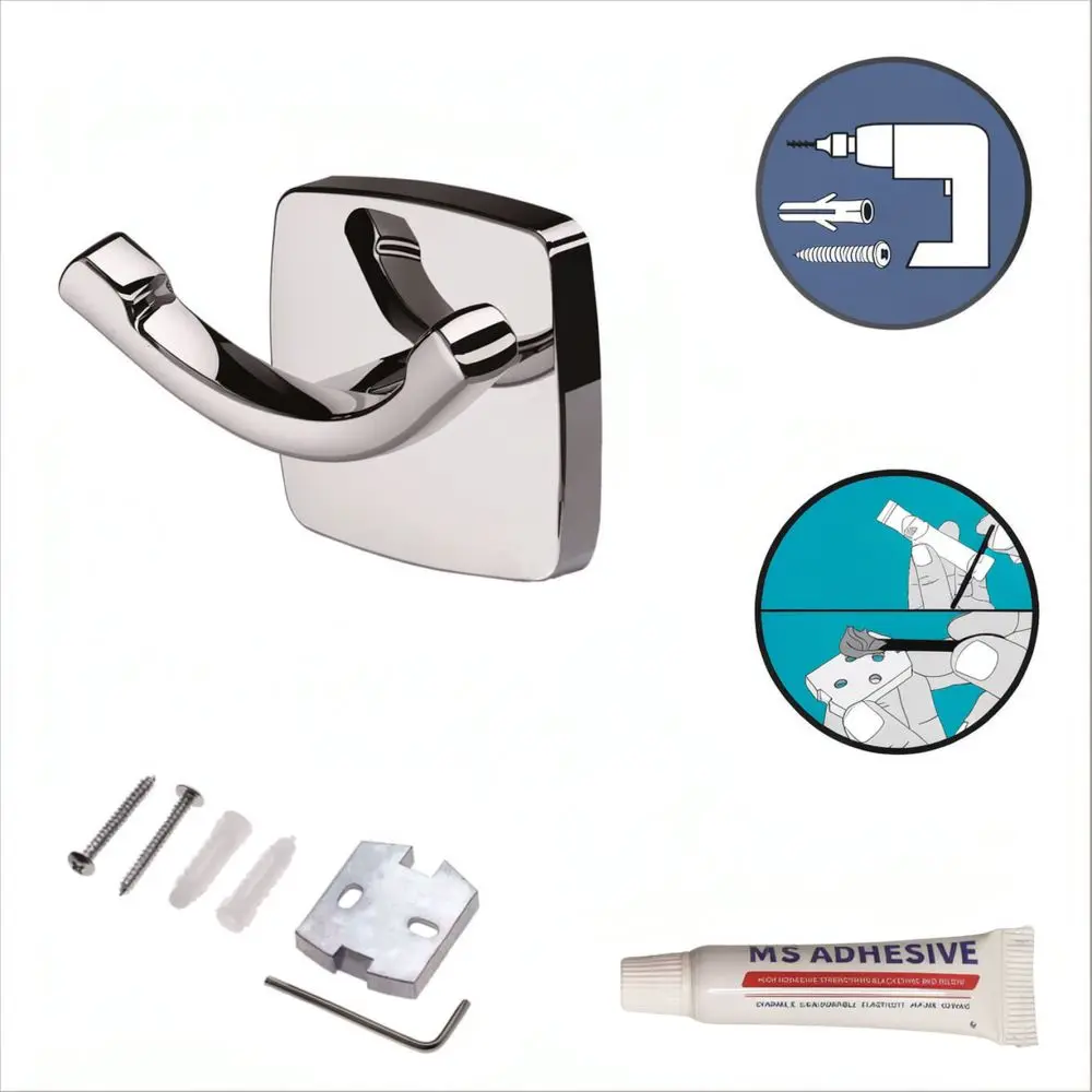 Wall Mounted Double Coat Hook For For METALIQUE Zinc Alloy Towel Hanger Bathroom Storage Organizer Modern Home Decor