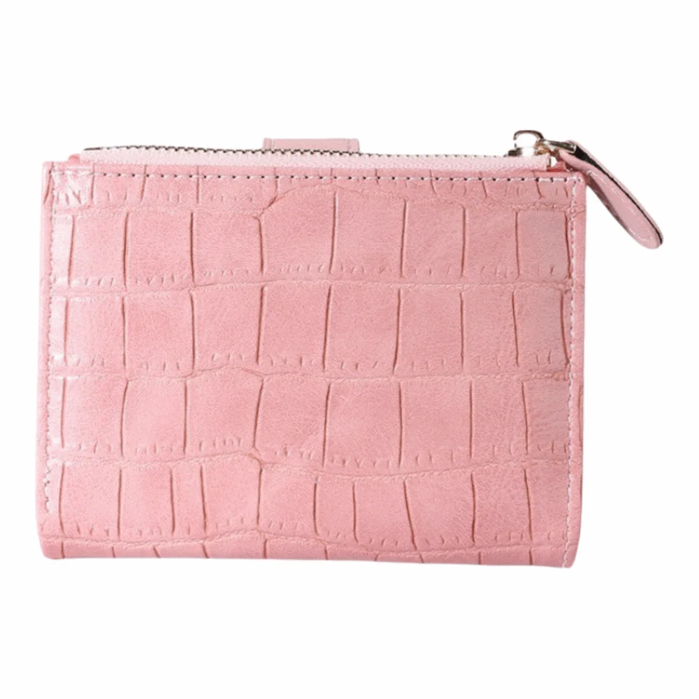 Krótki portfel damski ze skóry PU, duża pojemność, lekki portmonetka na monety, wzór krokodyla, koreański zatrzask, etui na karty dla kobiet i dziewcząt.