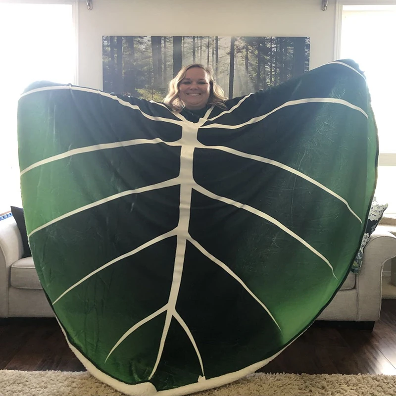

Leaf Blanket Leaf Shaped Flannel Blanket Green Leaves Throw Blanket Office Nap Blanket for Home Decor Soft and Fuzzy Warm