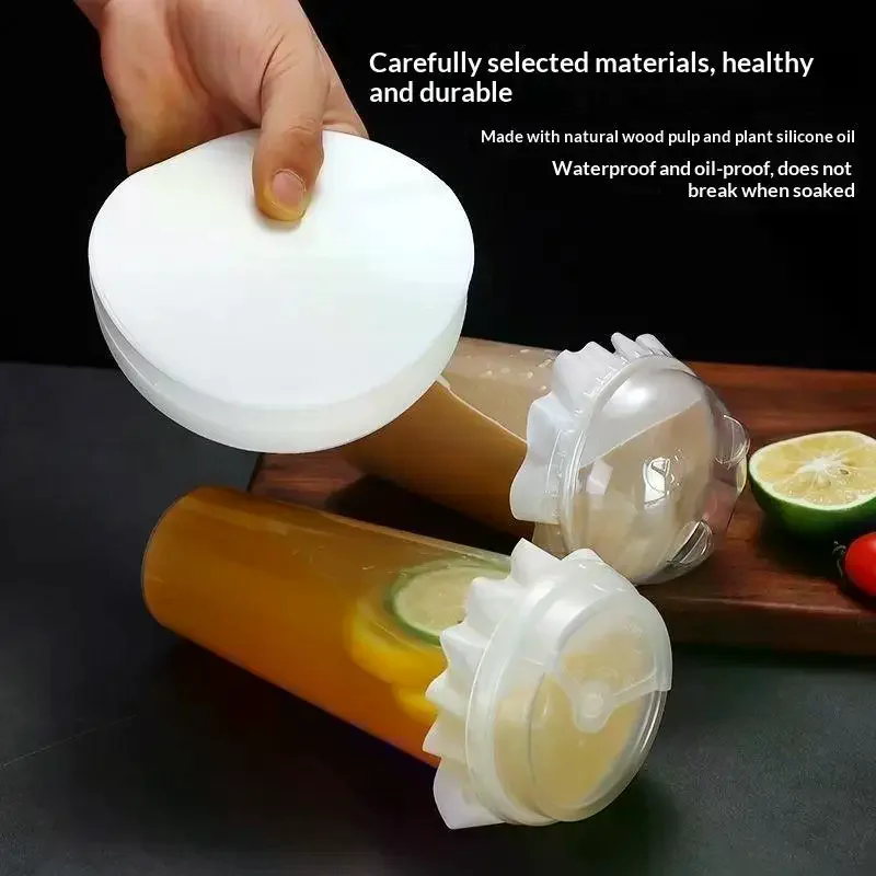 100 Sheets Cup Sealing Paper Film Coffee Tea Milk Drink Packaging Pads Leak Proof Paper Film Crimper Round Shape Bottle Sealer